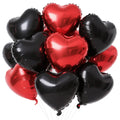 WEIKA 18 Inch Black Red Heart Balloons - 12 Pcs Foil Mylar Party Decor