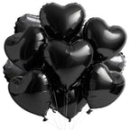 WEIKA 18-Inch Black Heart Balloons – 12pc Foil Heart Balloons for Parties