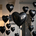 WEIKA 18-Inch Black Heart Balloons – 12pc Foil Heart Balloons for Parties