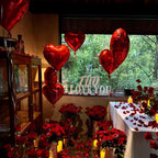 WEIKA 18 Inch Black Red Heart Balloons - 12 Pcs Foil Mylar Party Decor