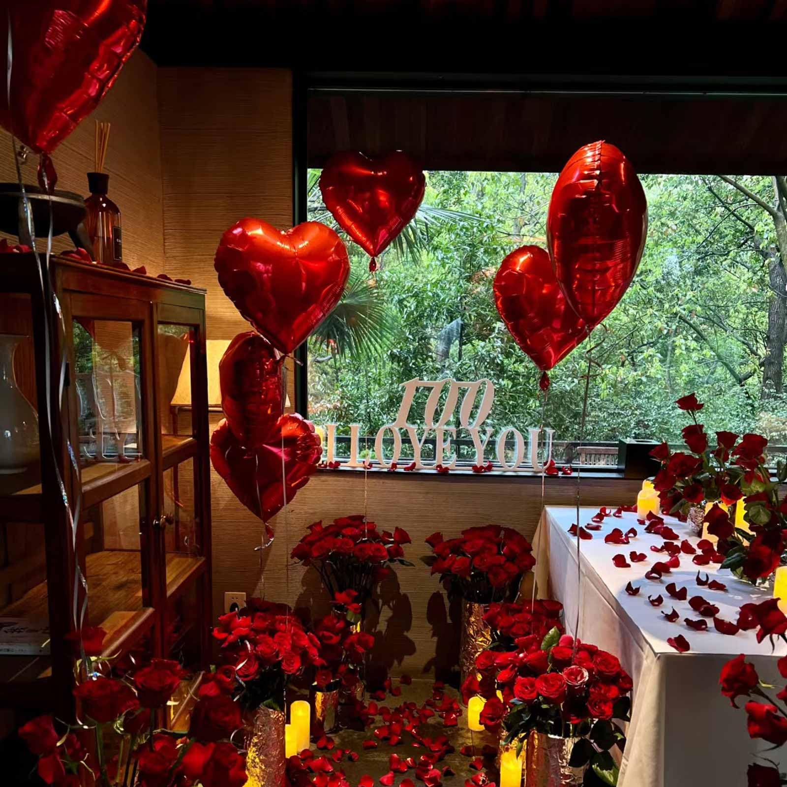 WEIKA 18 Inch Black Red Heart Balloons - 12 Pcs Foil Mylar Party Decor