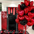 WEIKA 18 Inch Black Red Heart Balloons - 12 Pcs Foil Mylar Party Decor
