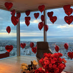 WEIKA 18 Inch Black Red Heart Balloons - 12 Pcs Foil Mylar Party Decor