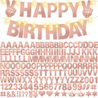 Welittcon 167Pcs Glitter Customizable Banner Kit – Rose Gold Letters & Numbers for DIY Party Decor