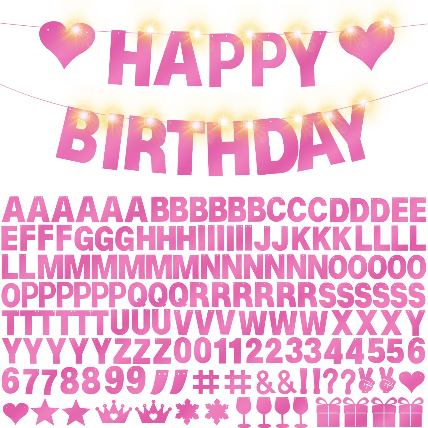 WELITTCON 175Pcs DIY Glitter Banner Kit for Birthday & Party Decor