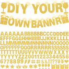 WELITTCON 175-Pcs Glitter Customizable Banner Kit — Birthday & Party Decor (Glitter Gold)