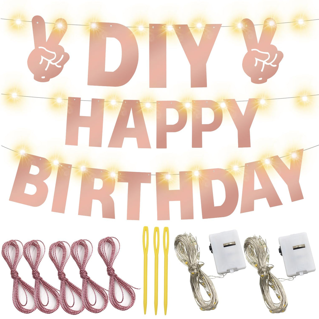 Welittcon 167Pcs Glitter Customizable Banner Kit – Rose Gold Letters & Numbers for DIY Party Decor
