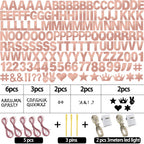 Welittcon 167Pcs Glitter Customizable Banner Kit – Rose Gold Letters & Numbers for DIY Party Decor