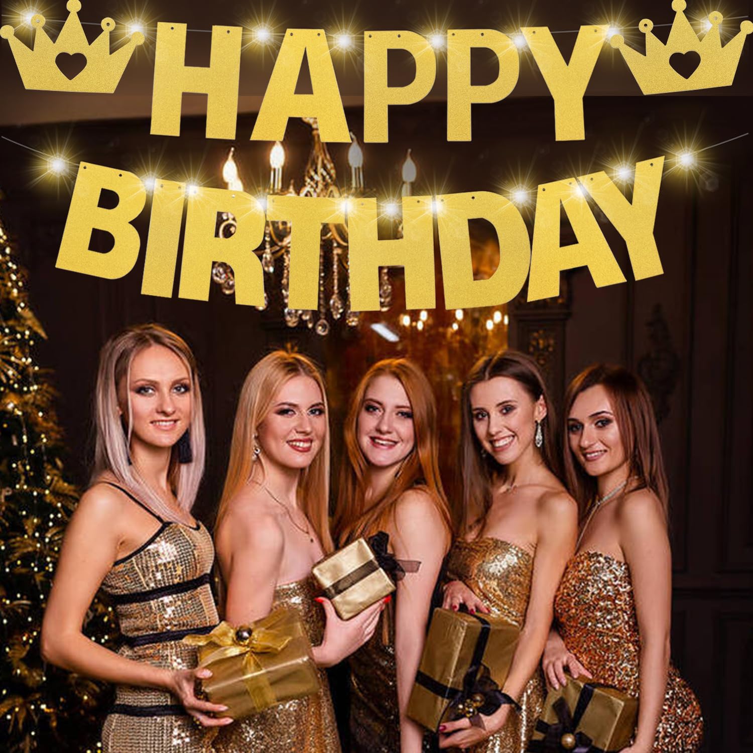 WELITTCON 175-Pcs Glitter Customizable Banner Kit — Birthday & Party Decor (Glitter Gold)