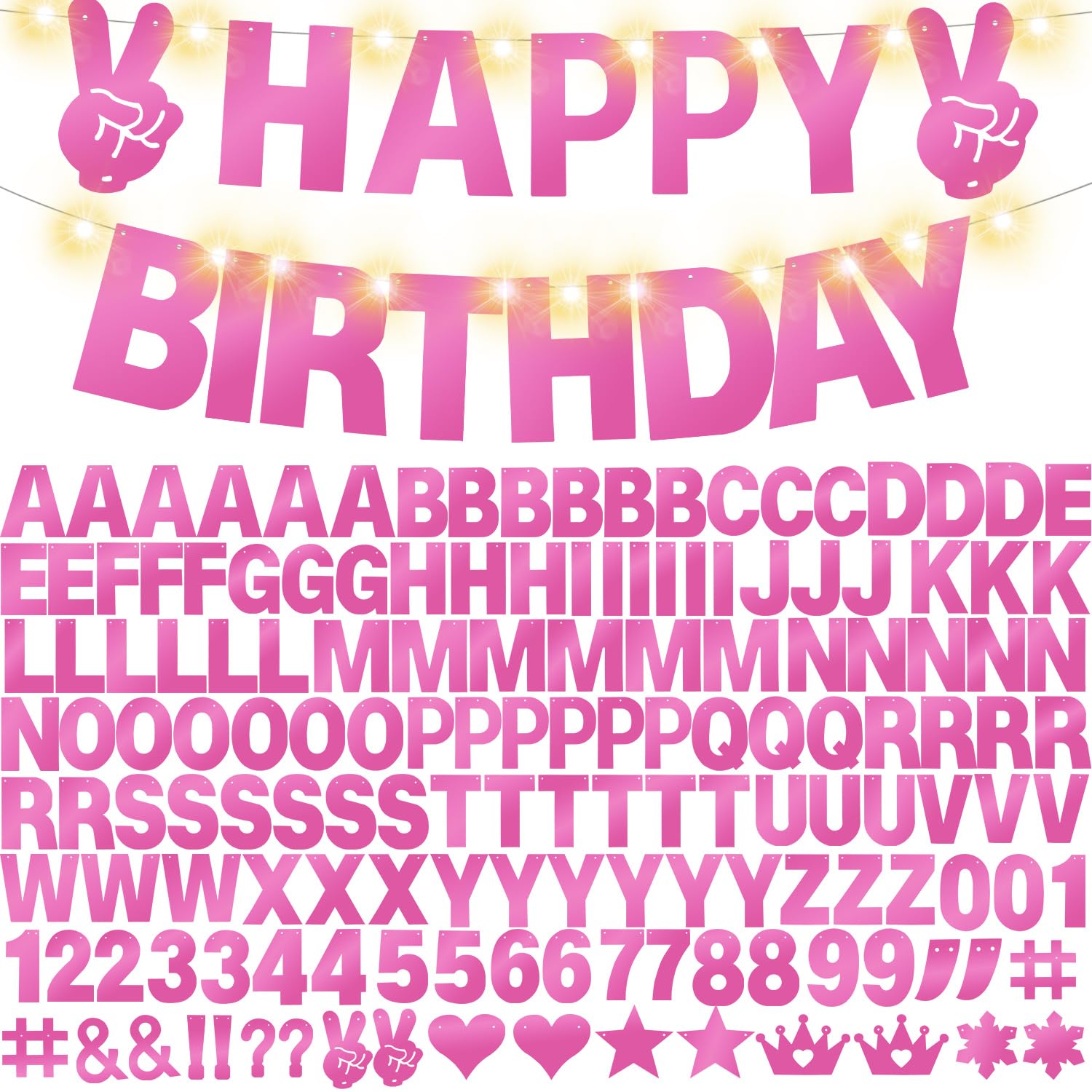 WELITTCON 175Pcs DIY Glitter Banner Kit for Birthday & Party Decor