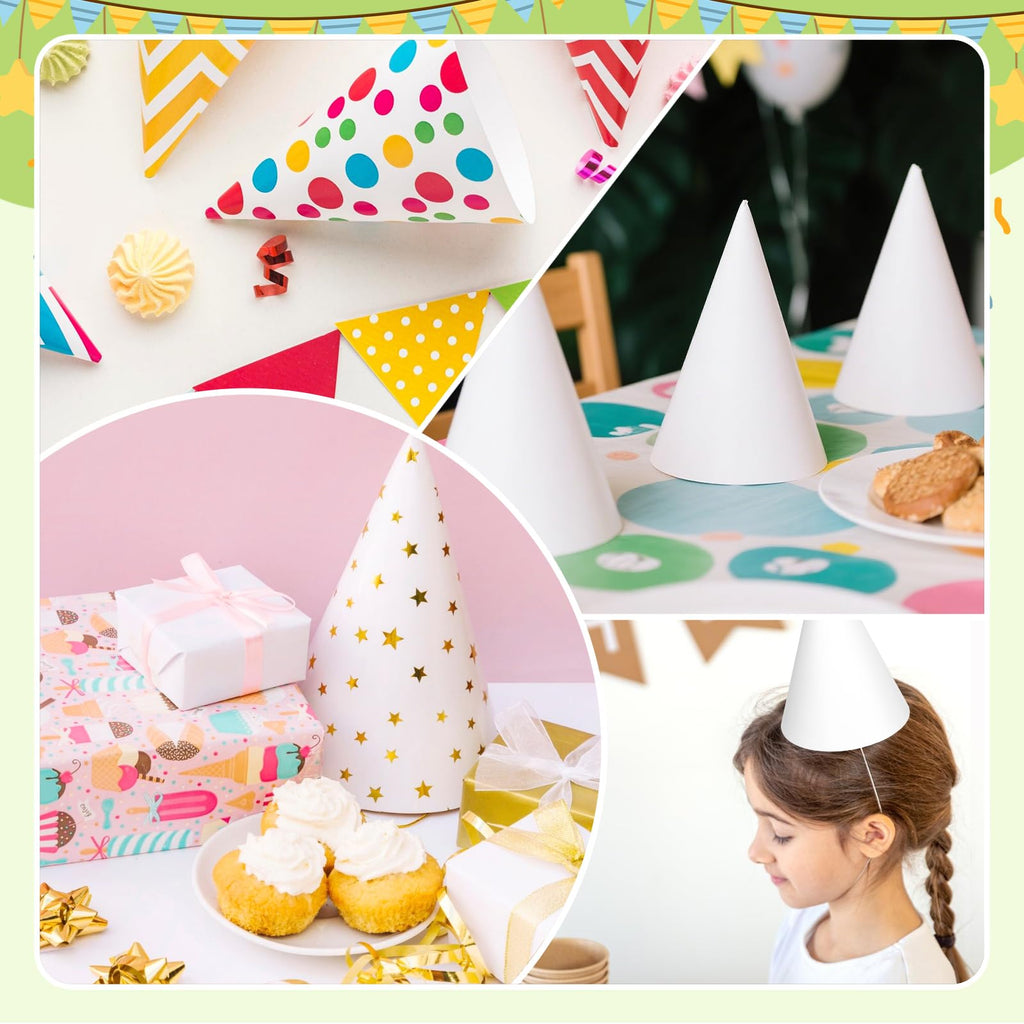 WEOXPR 20 White Paper Party Hats – DIY Decor for Birthday & Halloween