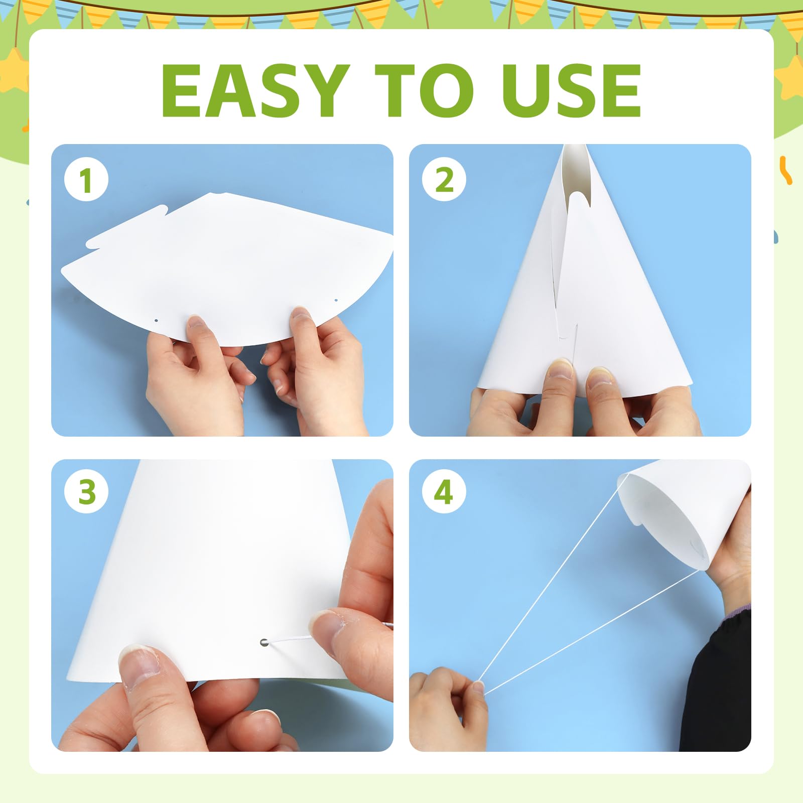 WEOXPR 20 White Paper Party Hats – DIY Decor for Birthday & Halloween