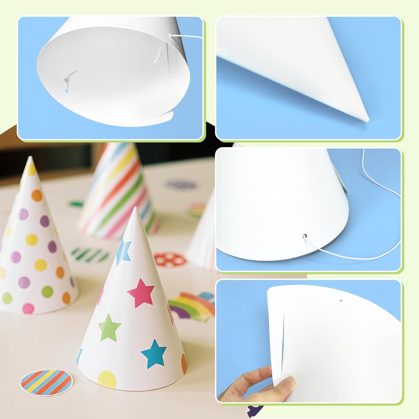 WEOXPR 20 White Paper Party Hats – DIY Decor for Birthday & Halloween