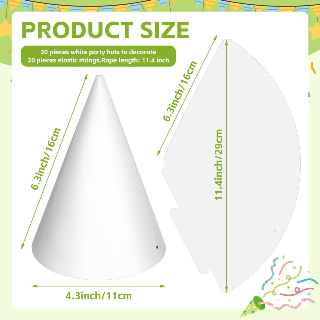 WEOXPR 20 White Paper Party Hats – DIY Decor for Birthday & Halloween