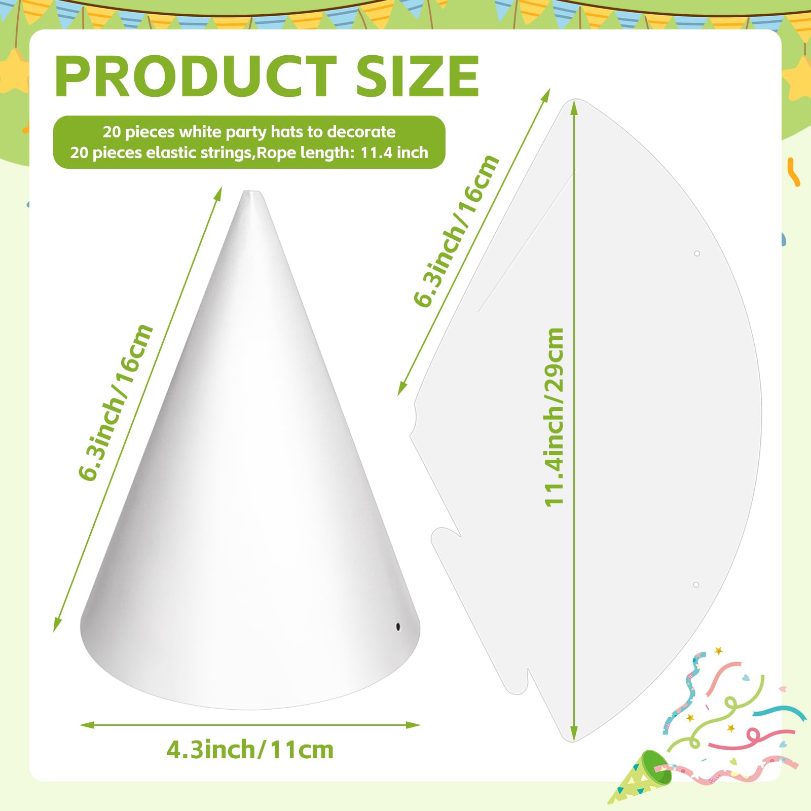 WEOXPR 20 White Paper Party Hats – DIY Decor for Birthday & Halloween