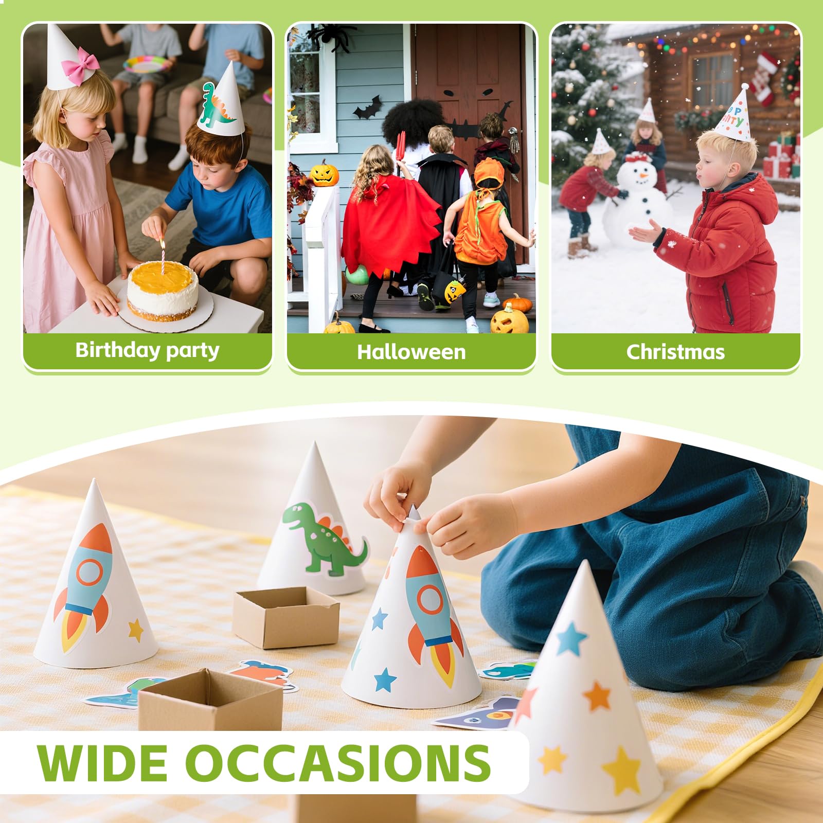 WEOXPR 20 White Paper Party Hats – DIY Decor for Birthday & Halloween