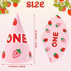 WERNNSAI Strawberry Party Hats - 12 Pack Berry First Birthday Hats for Pink Baby Shower & Christening Decor
