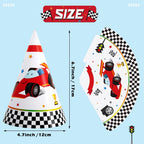 WERNNSAI 12-Pack Race Car Birthday Party Hats for Kids | Cone Headwear & Decorations