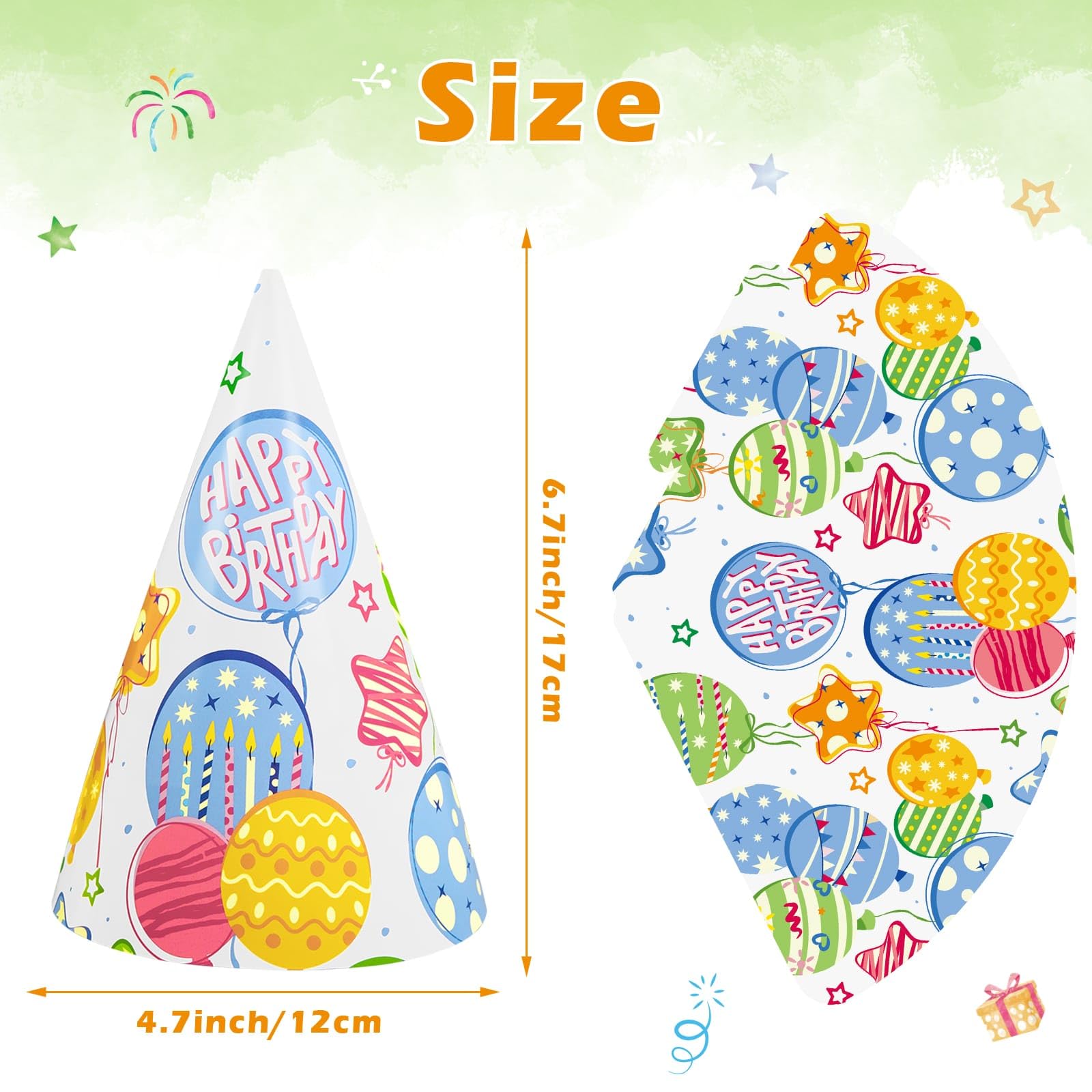 WERNNSAI 12 Pcs Birthday Party Hats | Colorful Polka Dot Headwear with Elastic String