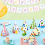 WERNNSAI 12 Pcs Birthday Party Hats | Colorful Polka Dot Headwear with Elastic String
