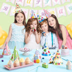 WERNNSAI 12 Pcs Birthday Party Hats | Colorful Polka Dot Headwear with Elastic String
