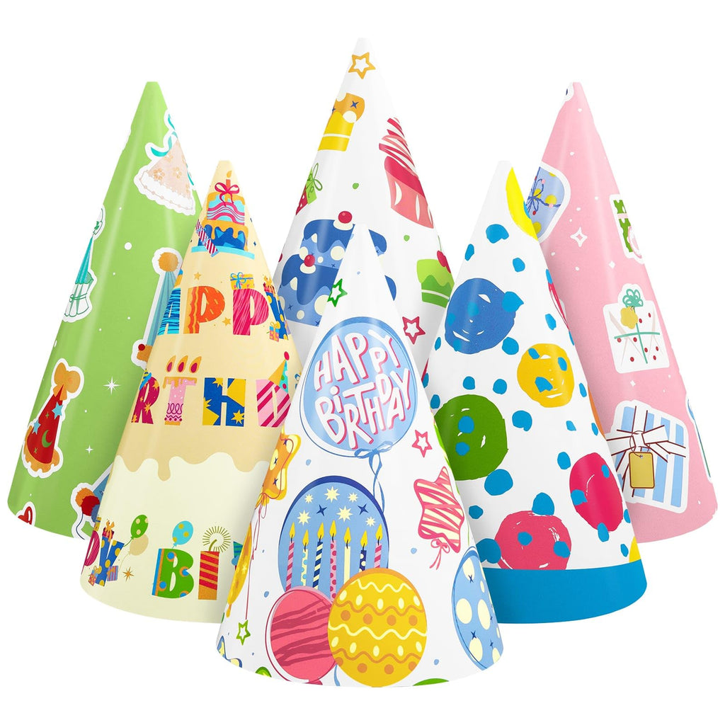 WERNNSAI 12 Pcs Birthday Party Hats | Colorful Polka Dot Headwear with Elastic String