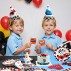 WERNNSAI 12-Pack Race Car Birthday Party Hats for Kids | Cone Headwear & Decorations