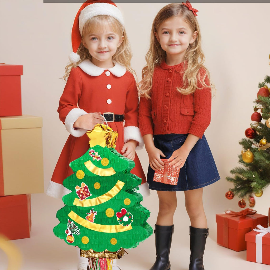 WERNNSAI Christmas Tree Pinata – 16.5in x 12.4in Green Decor for Parties, Easy Fill & Durable
