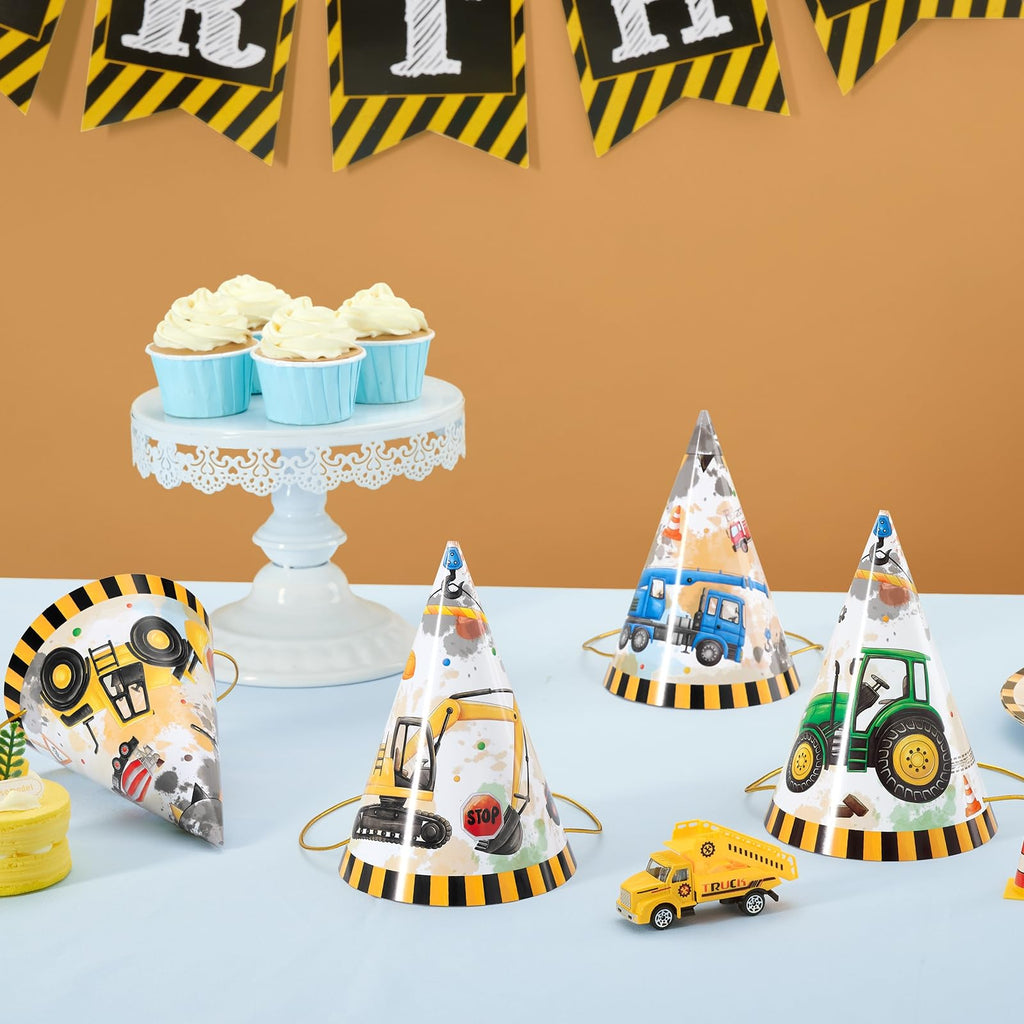 WERNNSAI Construction Party Hats (12 Pack) — Truck & Building Themed Party Supplies
