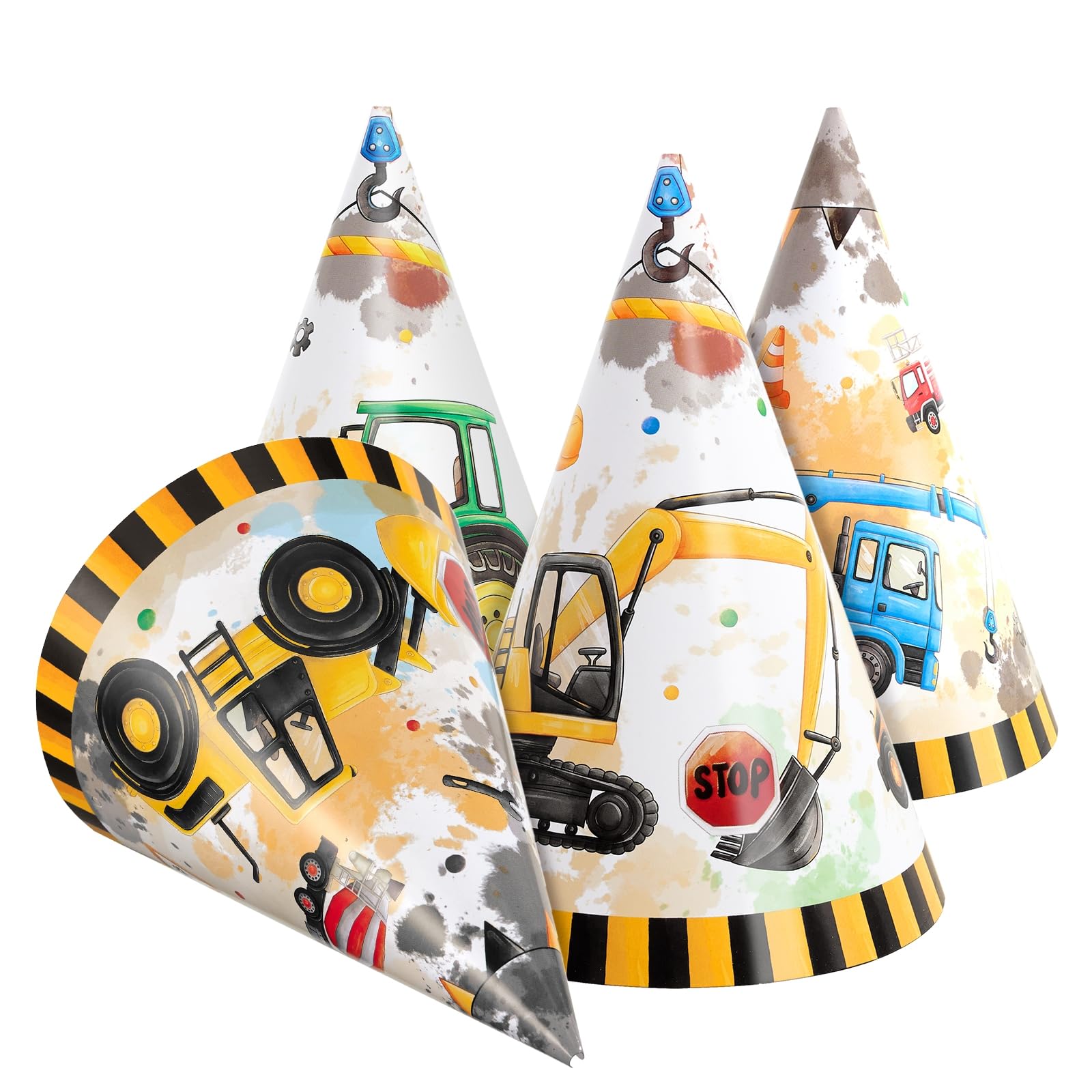 WERNNSAI Construction Party Hats (12 Pack) — Truck & Building Themed Party Supplies