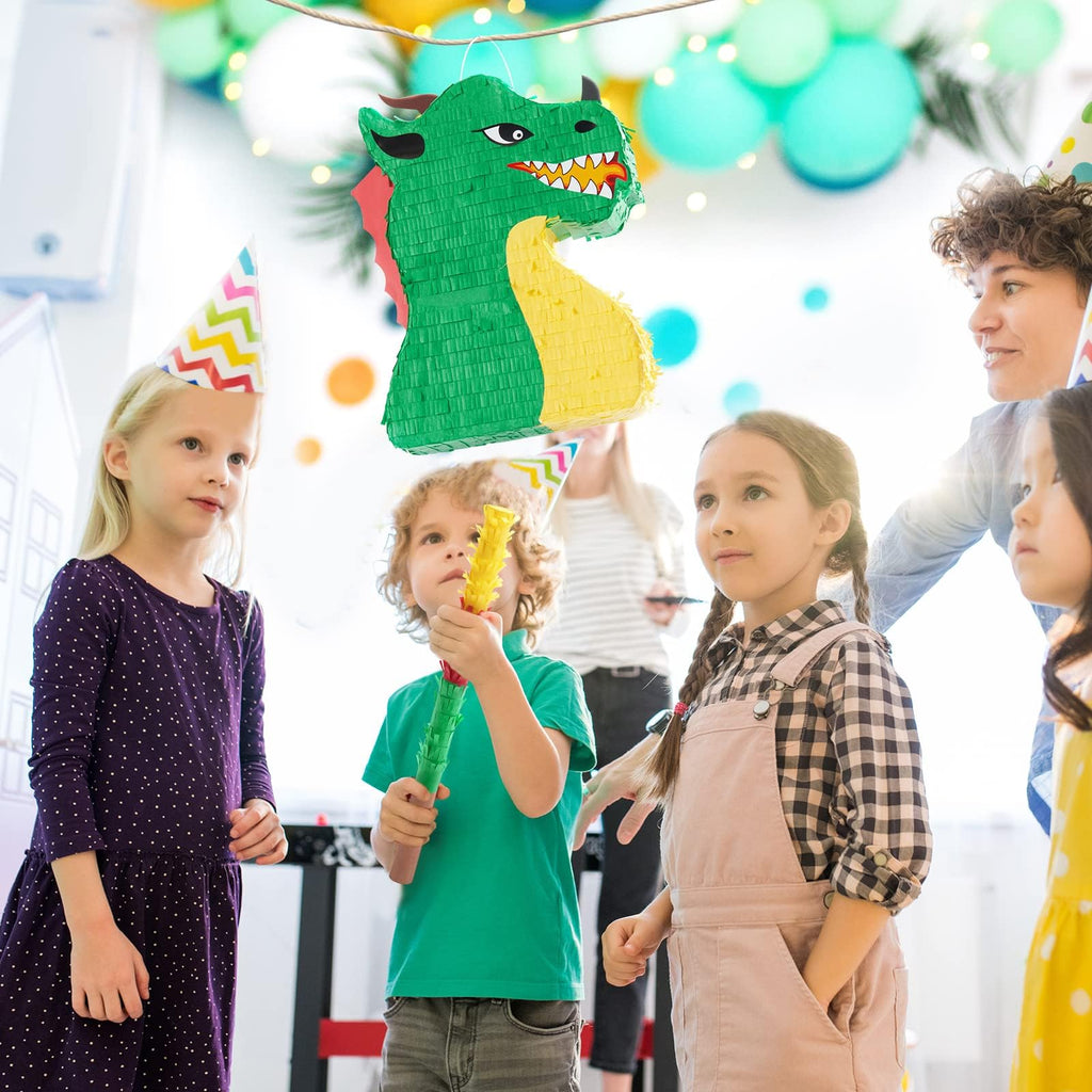 WERNNSAI Dragon Pinata Bundle – Dino Party Supplies with Blindfold & Stick (15.5 x 10 x 3)