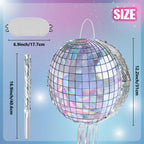 WERNNSAI Disco Ball Pinata - Hanging Disco Party Decor for Adults, Pull String and Bat Included, 12.2" x 12.2"