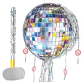 WERNNSAI Disco Ball Pinata – Mirror Pinata for Disco Parties with Pull String, Bat & Eye Mask