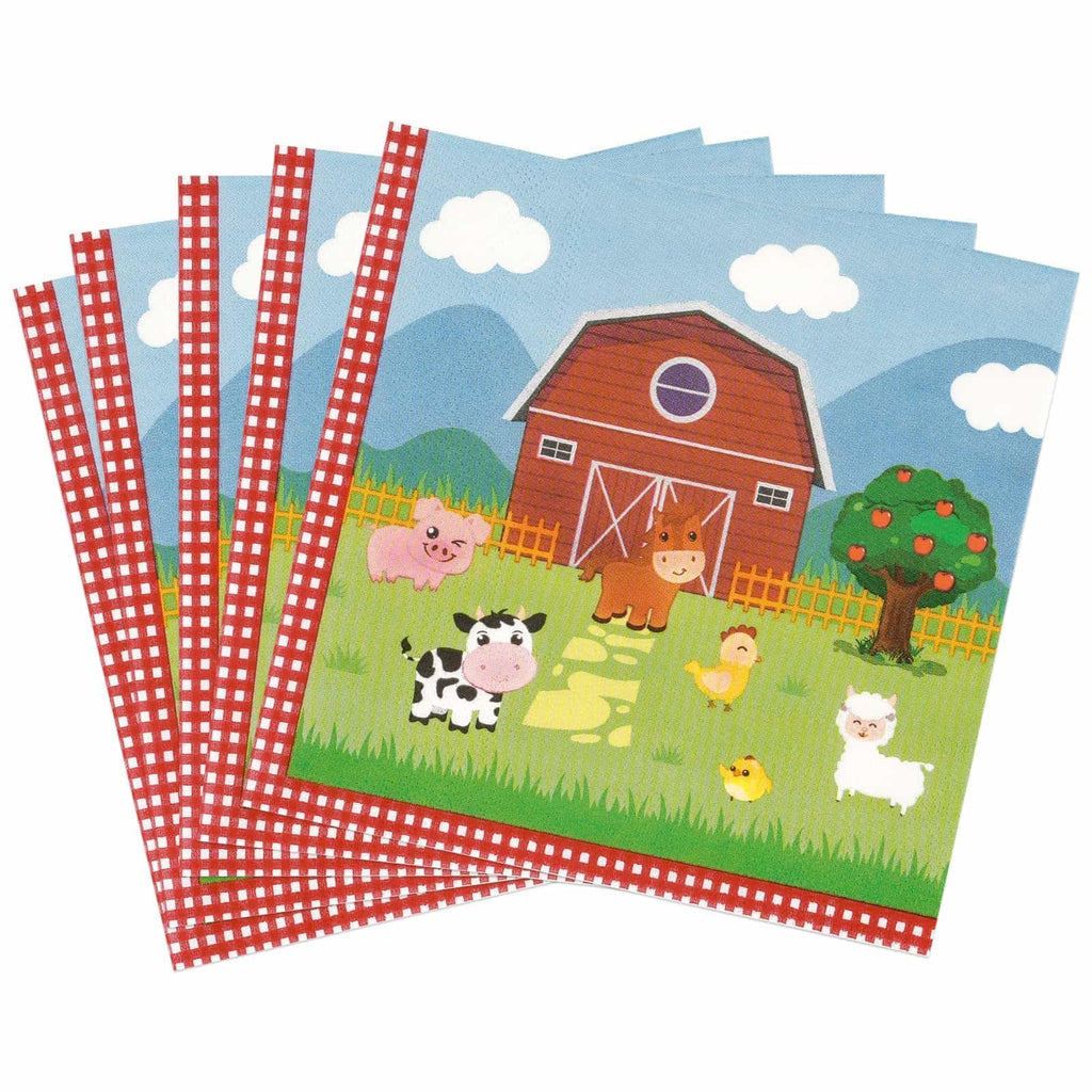 WERNNSAI Farm Birthday Decorations – 50 Pack 3-Ply Farm Animal Napkins, 13x13 Inches