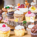 WERNNSAI 36 PCS Farm Cupcake Toppers – Farm Animal Party Decor for Kids