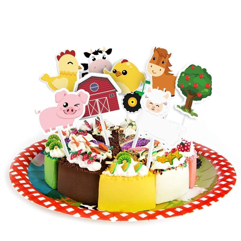 WERNNSAI 36 PCS Farm Cupcake Toppers – Farm Animal Party Decor for Kids