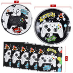 WERNNSAI Game Birthday Decorations – 48 PCS Plates & Napkins for Gamer Party