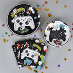 WERNNSAI Game Birthday Decorations – 48 PCS Plates & Napkins for Gamer Party