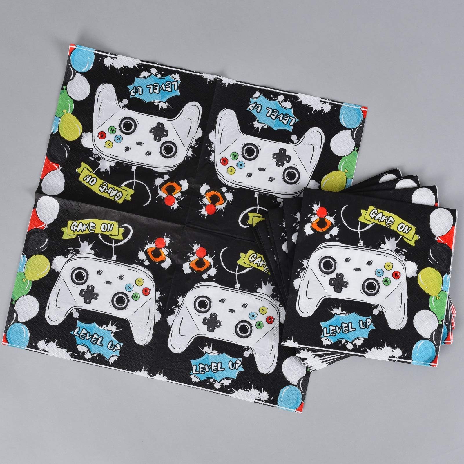 WERNNSAI Game Birthday Decorations – 48 PCS Plates & Napkins for Gamer Party