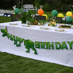 WERNNSAI Happy Birthday Banner - Watercolor Dinosaur Banner, Green Dino Theme Party Decor, Pre-Strung 180" x 15"