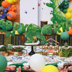 WERNNSAI Happy Birthday Banner - Watercolor Dinosaur Banner, Green Dino Theme Party Decor, Pre-Strung 180" x 15"