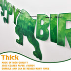 WERNNSAI Happy Birthday Banner - Watercolor Dinosaur Banner, Green Dino Theme Party Decor, Pre-Strung 180" x 15"