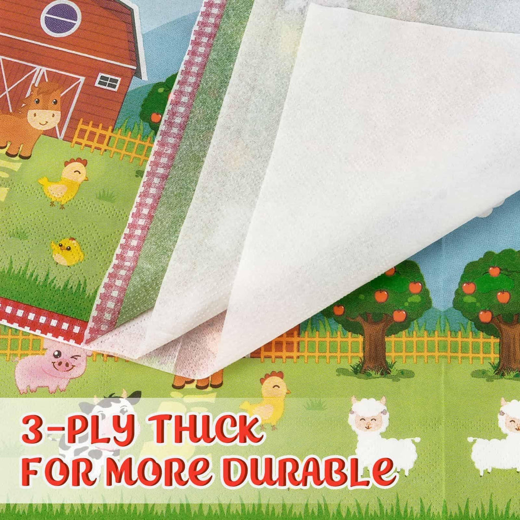 WERNNSAI Farm Birthday Decorations – 50 Pack 3-Ply Farm Animal Napkins, 13x13 Inches