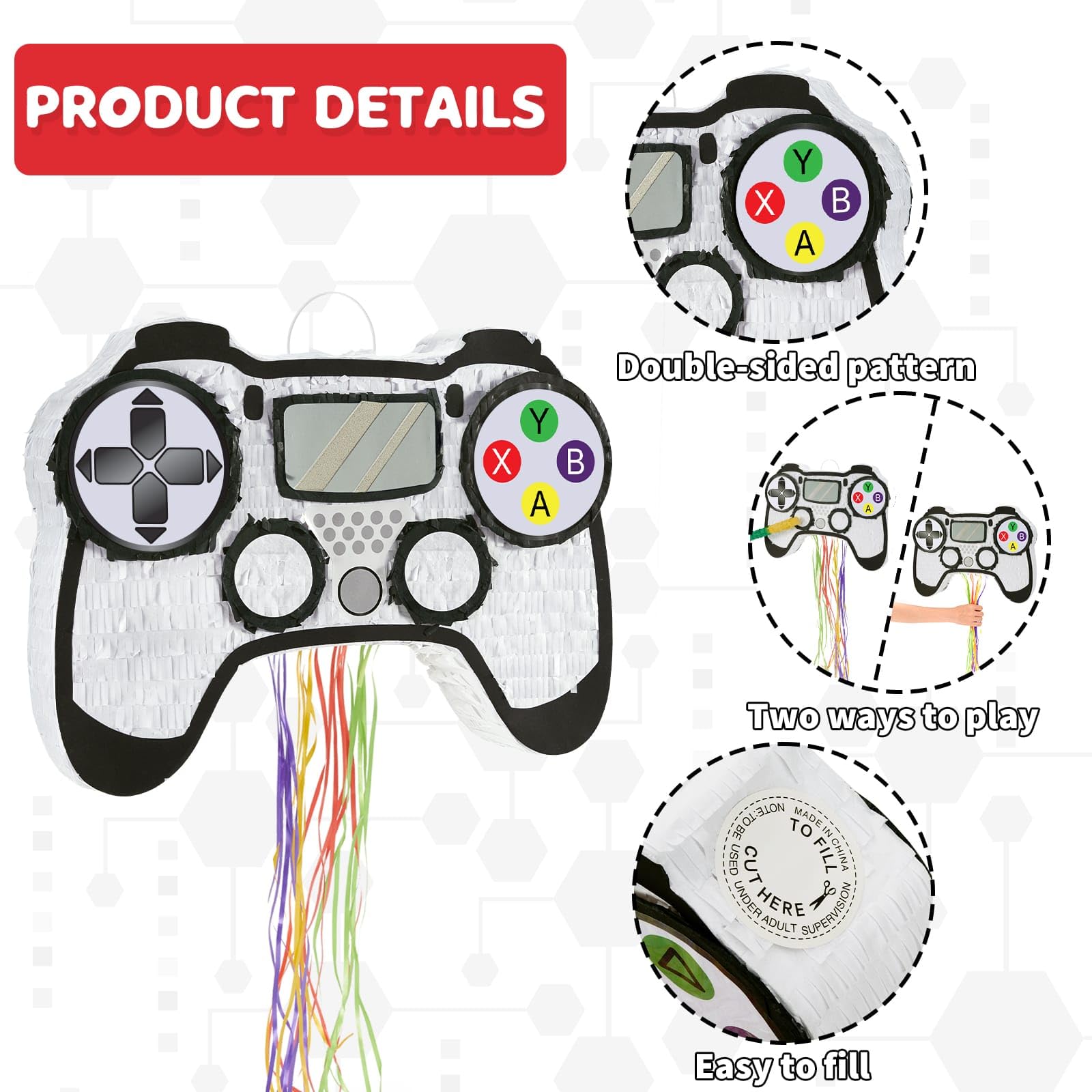 WERNNSAI Video Game Piñata Bundle – Controller Piñata with Blindfold & Bat