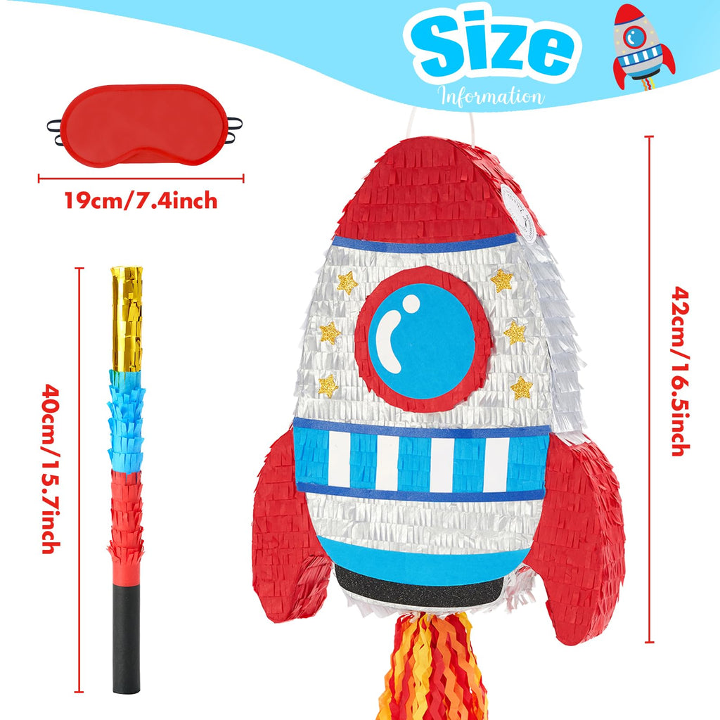 WERNNSAI Rocket Pinata Bundle – Space Ship Pinata with Blindfold & Bat for Kids' Parties