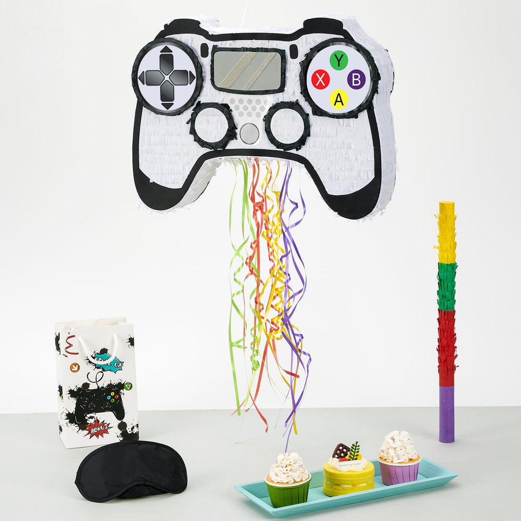 WERNNSAI Video Game Piñata Bundle – Controller Piñata with Blindfold & Bat