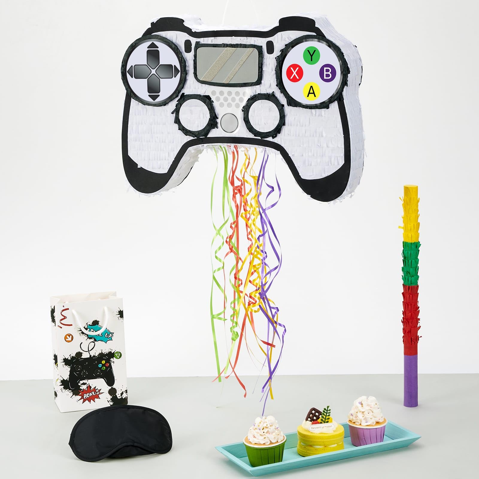 WERNNSAI Video Game Piñata Bundle – Controller Piñata with Blindfold & Bat