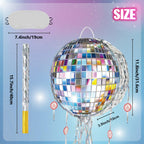 WERNNSAI Disco Ball Pinata – Mirror Pinata for Disco Parties with Pull String, Bat & Eye Mask