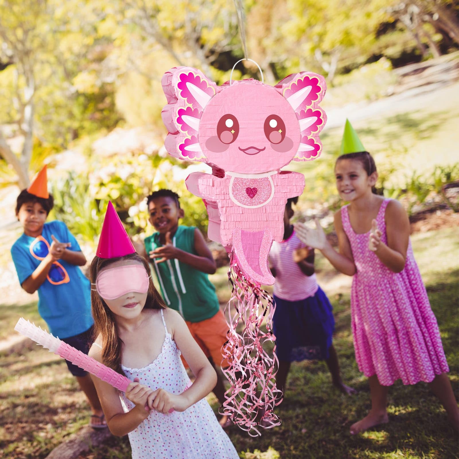 WERNNSAI Pink Axolotl Piñata – Cute Underwater Party Game & Baby Shower Decor