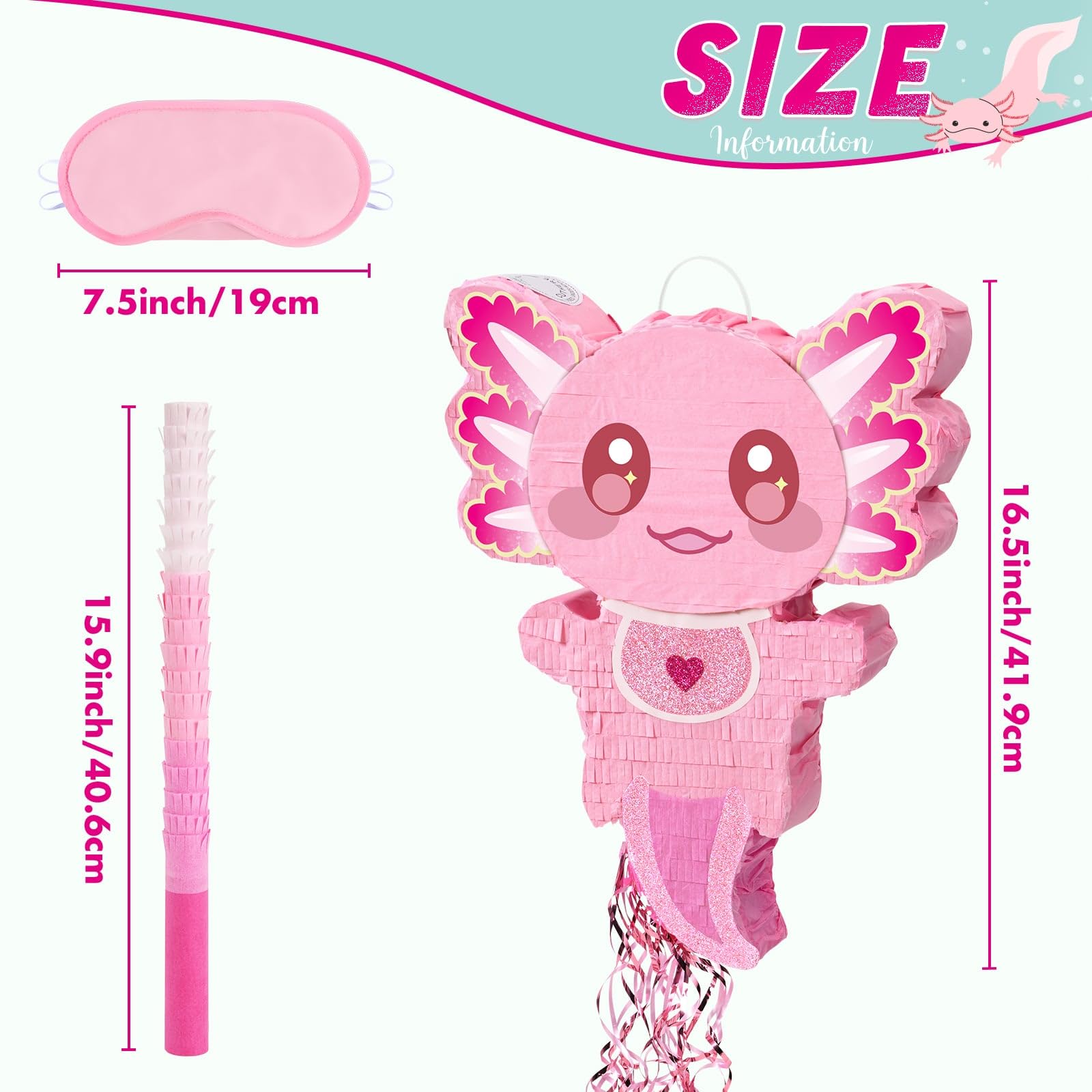 WERNNSAI Pink Axolotl Piñata – Cute Underwater Party Game & Baby Shower Decor